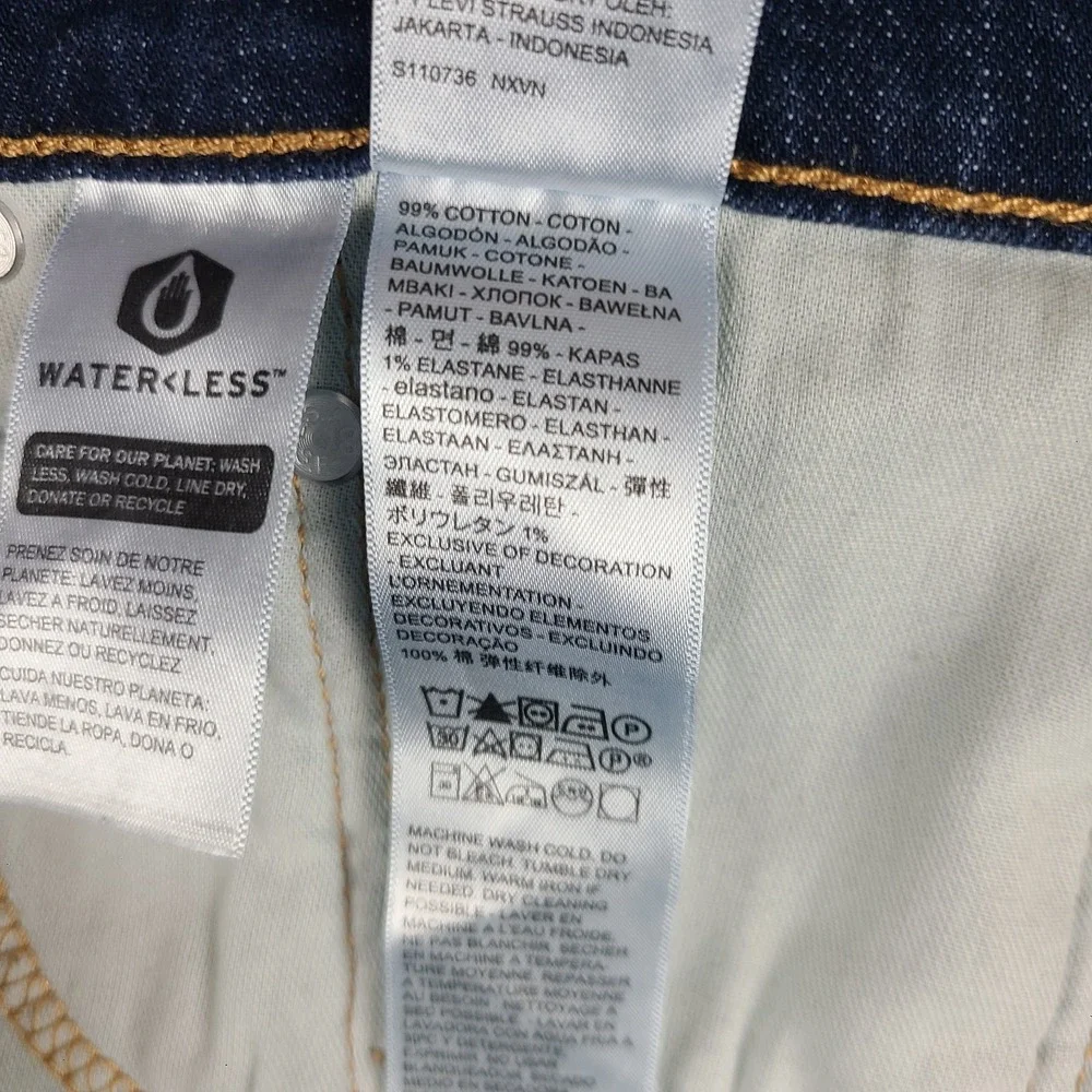 Levi's 505 Jeans Mens 40x32 Blue Regular Fit Straight Waterless Dark Wash Denim